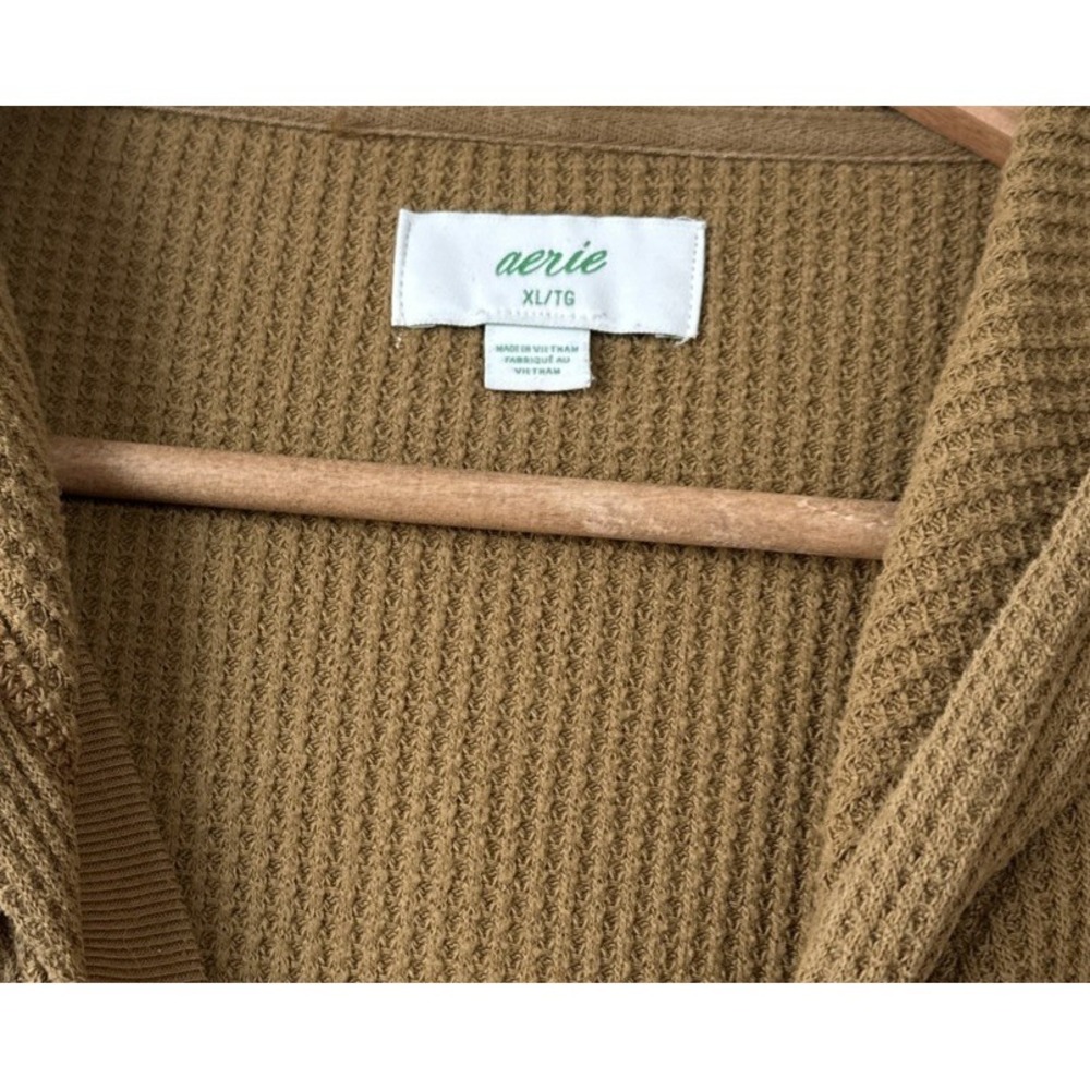 Aerie Women's Cozy Waffle Knit Hoodie Sz XL Brown - Picture 2 of 4